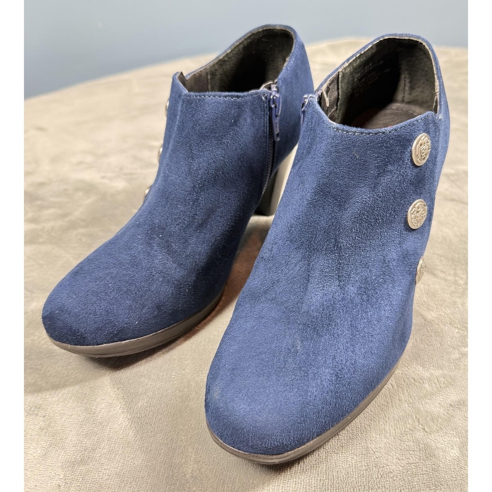 Rialto Boots Womens Size 8 Blue Penston Faux Suede Ankle Zip Button Booties